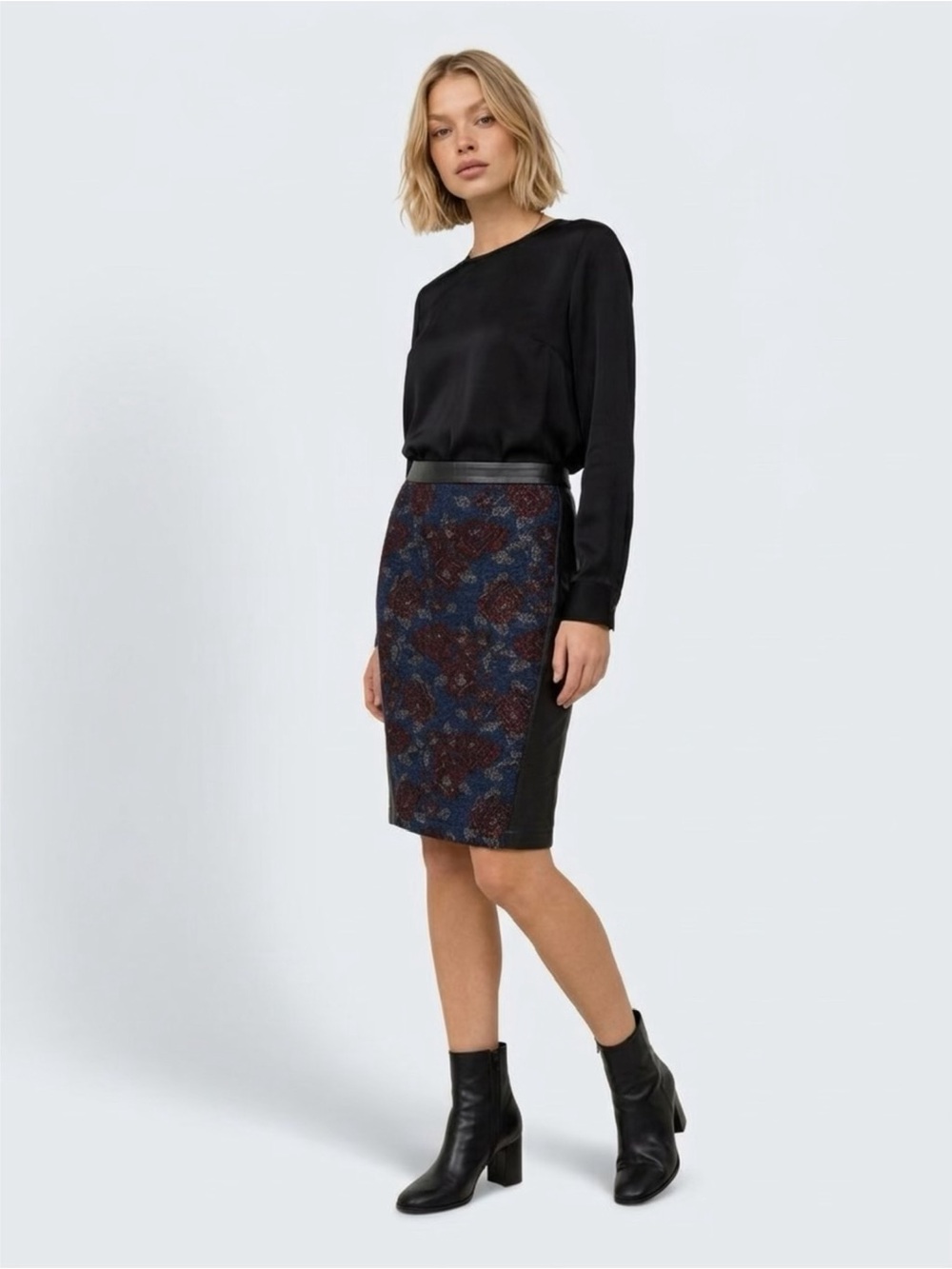 Rebecca Minkoff Skirt Women’s Size 0 Floral Lambs Skin Leather Zipper